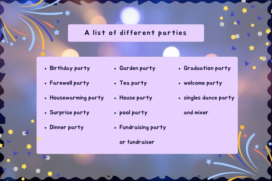 A list of different parties
