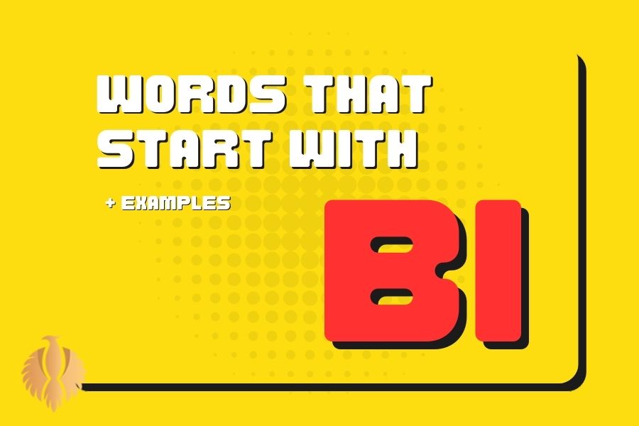 Full List Of Words That Start With Bi + Examples [2023] on yellow background