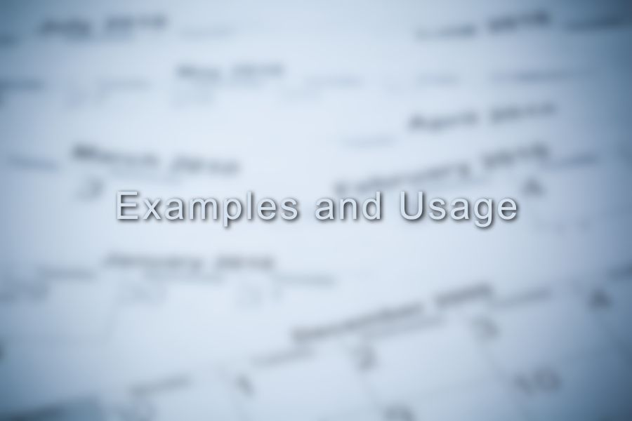 Examples and usages in a written picture
