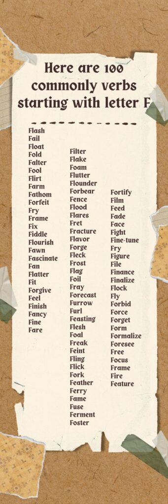 100 Commonly Used Verbs That Start With F - Phoenix English