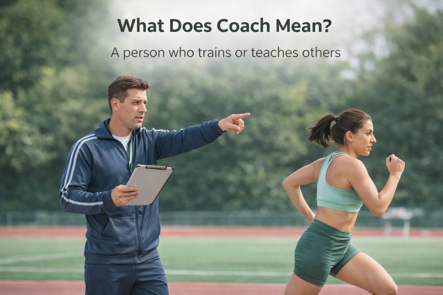 Illustration showing a coach teaching or training another person