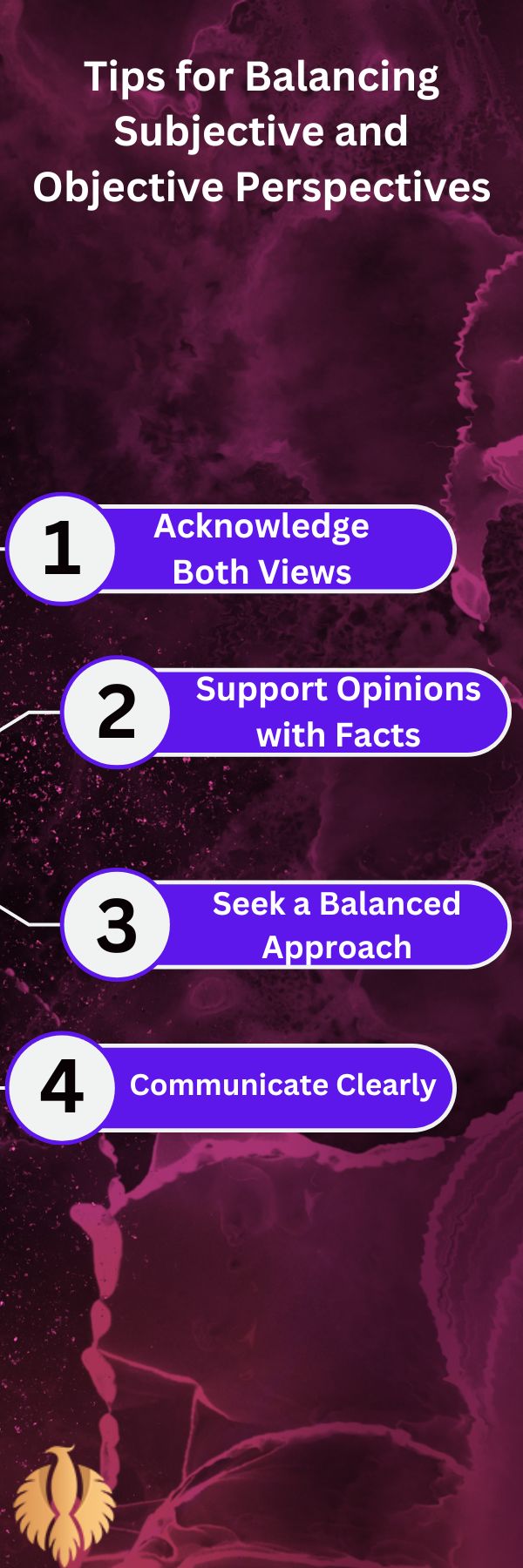 a infographic about Tips for Balancing Subjective and Objective Perspectives