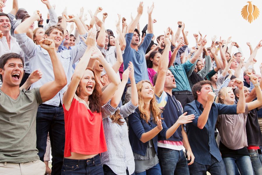 A photo about a person being cheered by the audience