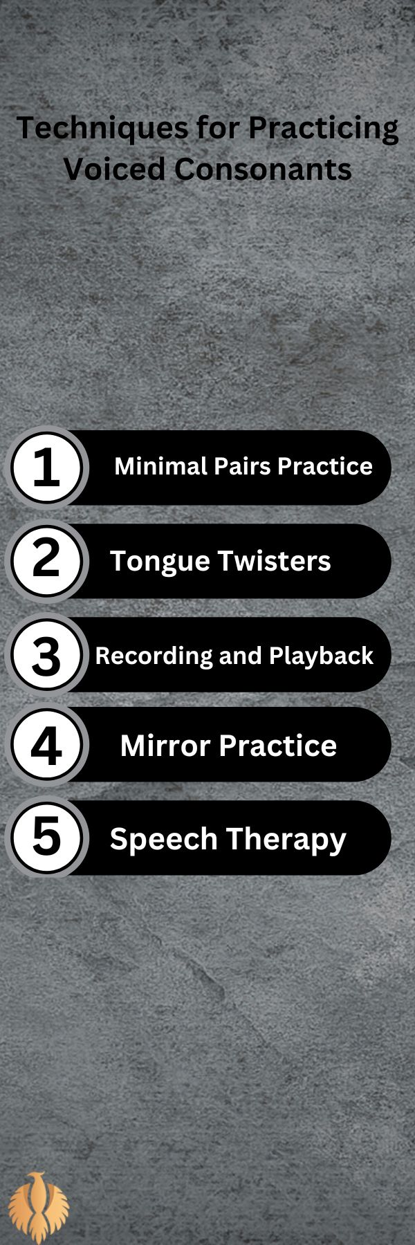 a infographic about Techniques for Practicing Voiced Consonants