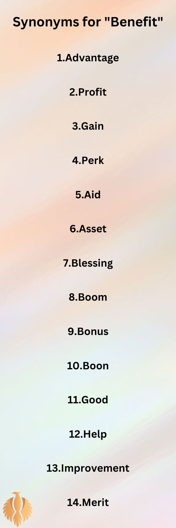 a infographic for Synonyms for "Benefit"