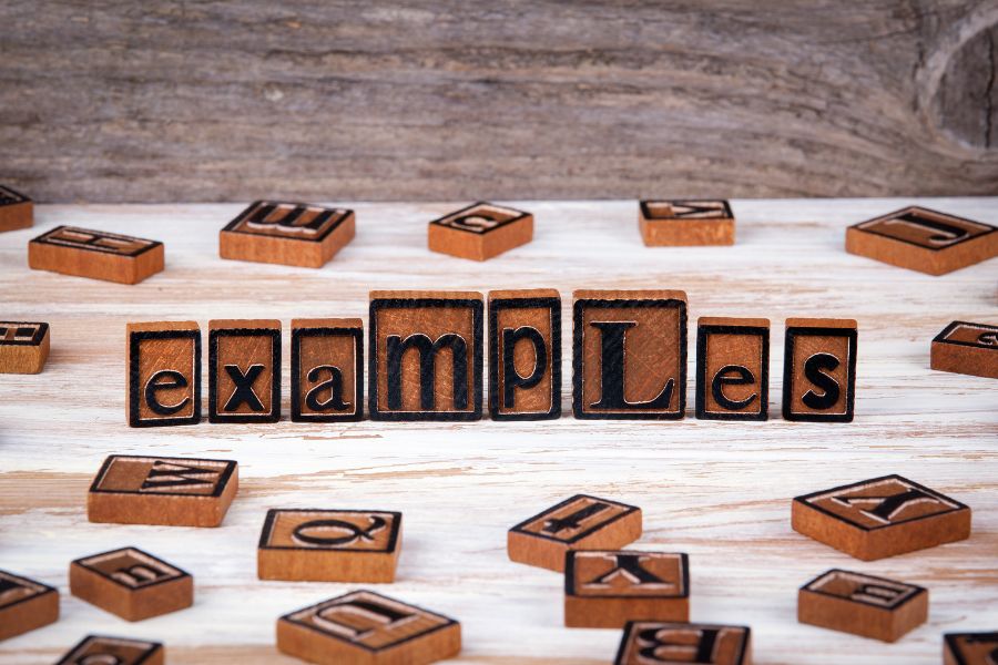 Examples from wooden letters